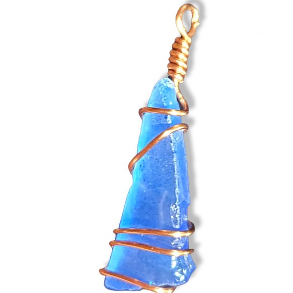 Blue Sea Glass Necklace - Picture 2 of 6
